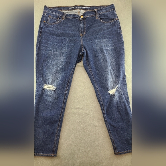 OLD NAVY Women's Boyfriend Skinny Distressed Stretch Blue Jeans - Size 18 - Picture 1 of 11